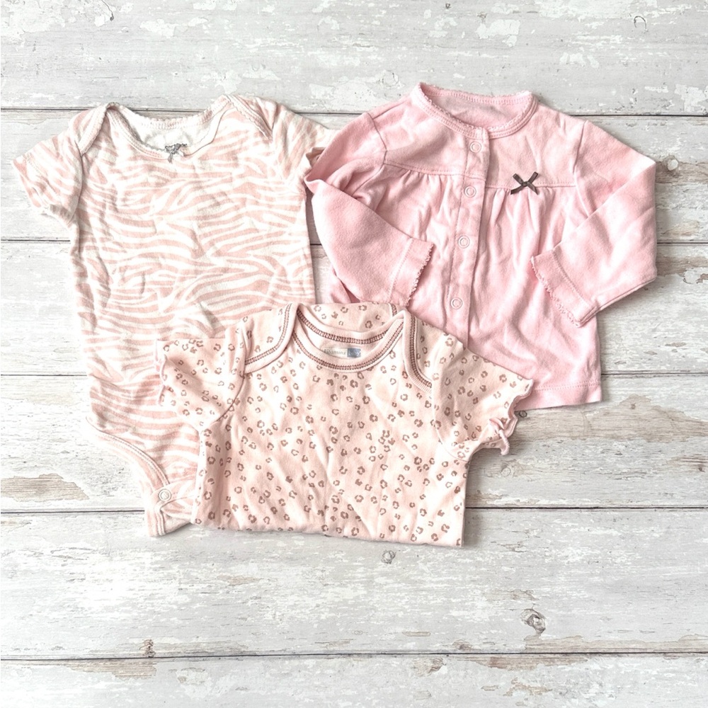 Vitamins Baby 6m Baby Girl Mini Bundle Animal Print Bodysuits & Cardigan Sweater